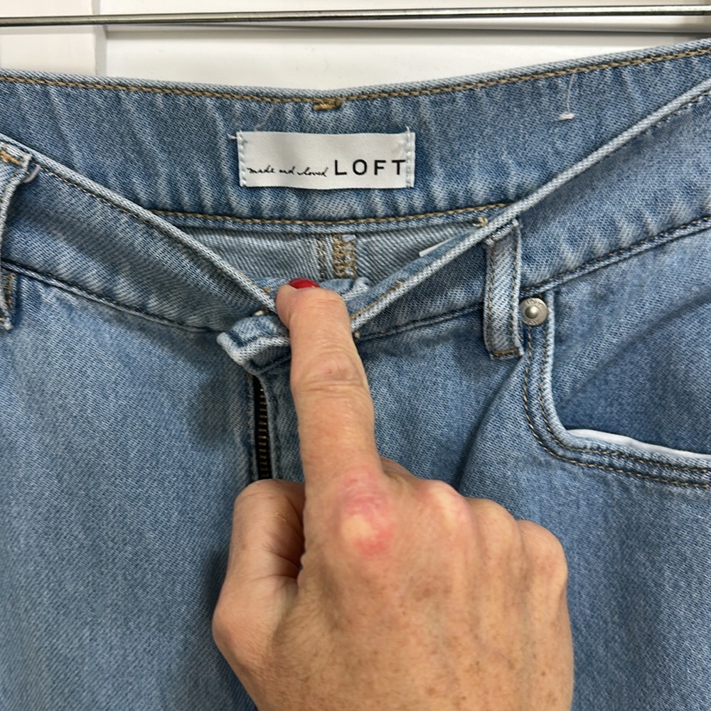 LOFT Light Blue Denim wide leg cargo Jeans - Picture 2 of 6